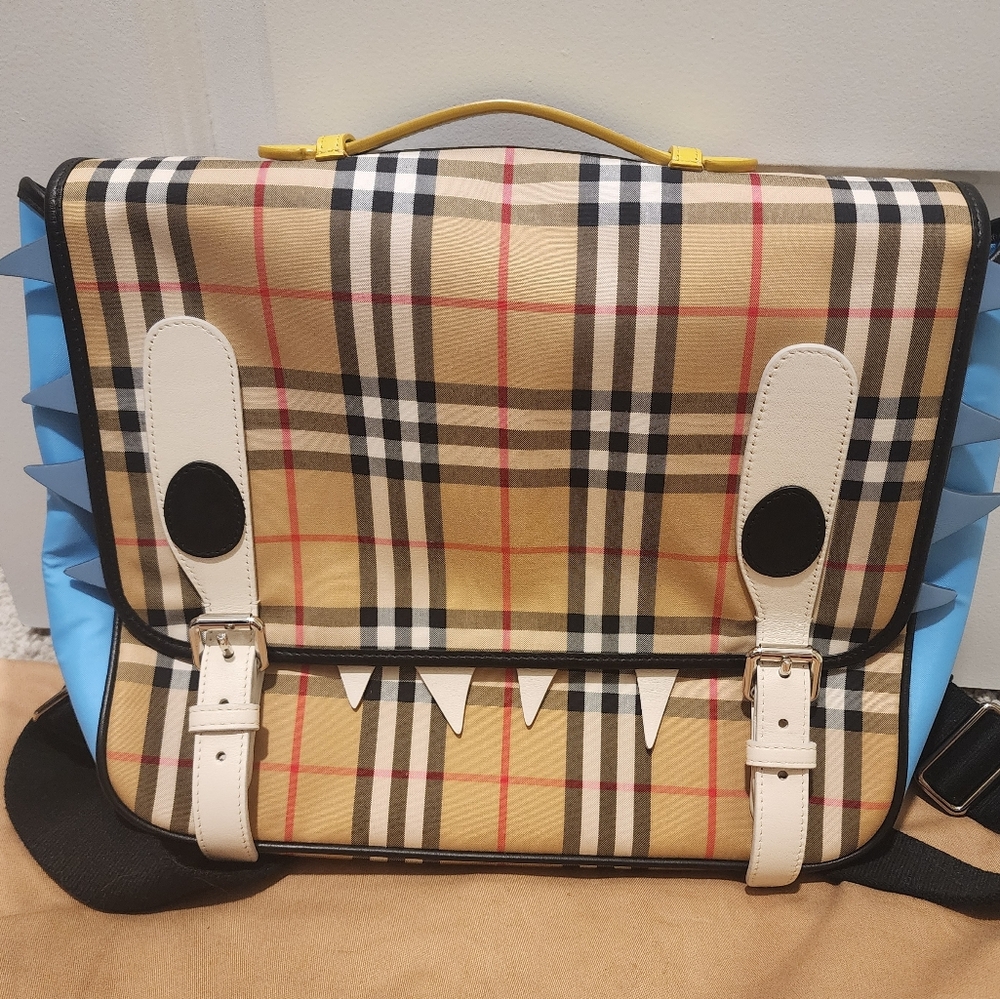 UNISEX KIDS BURBERRY MONSTER FLAP CHECKED BACKPACK